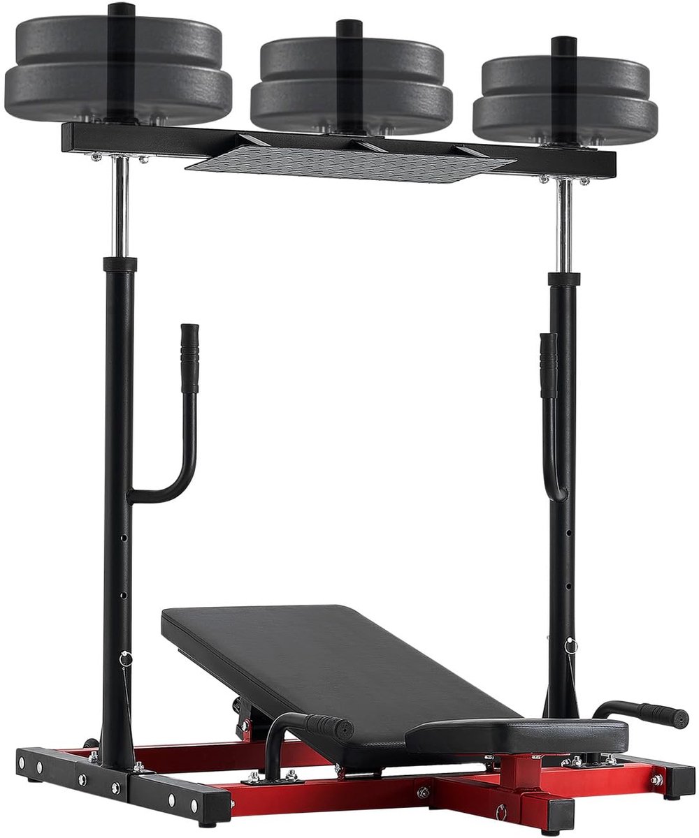 Leg Press Machine - Oefenapparaat Onderlichaam - Kracht Trainen - Verstelbare Hoogte - 127x123x111 cm - Zwart Rood