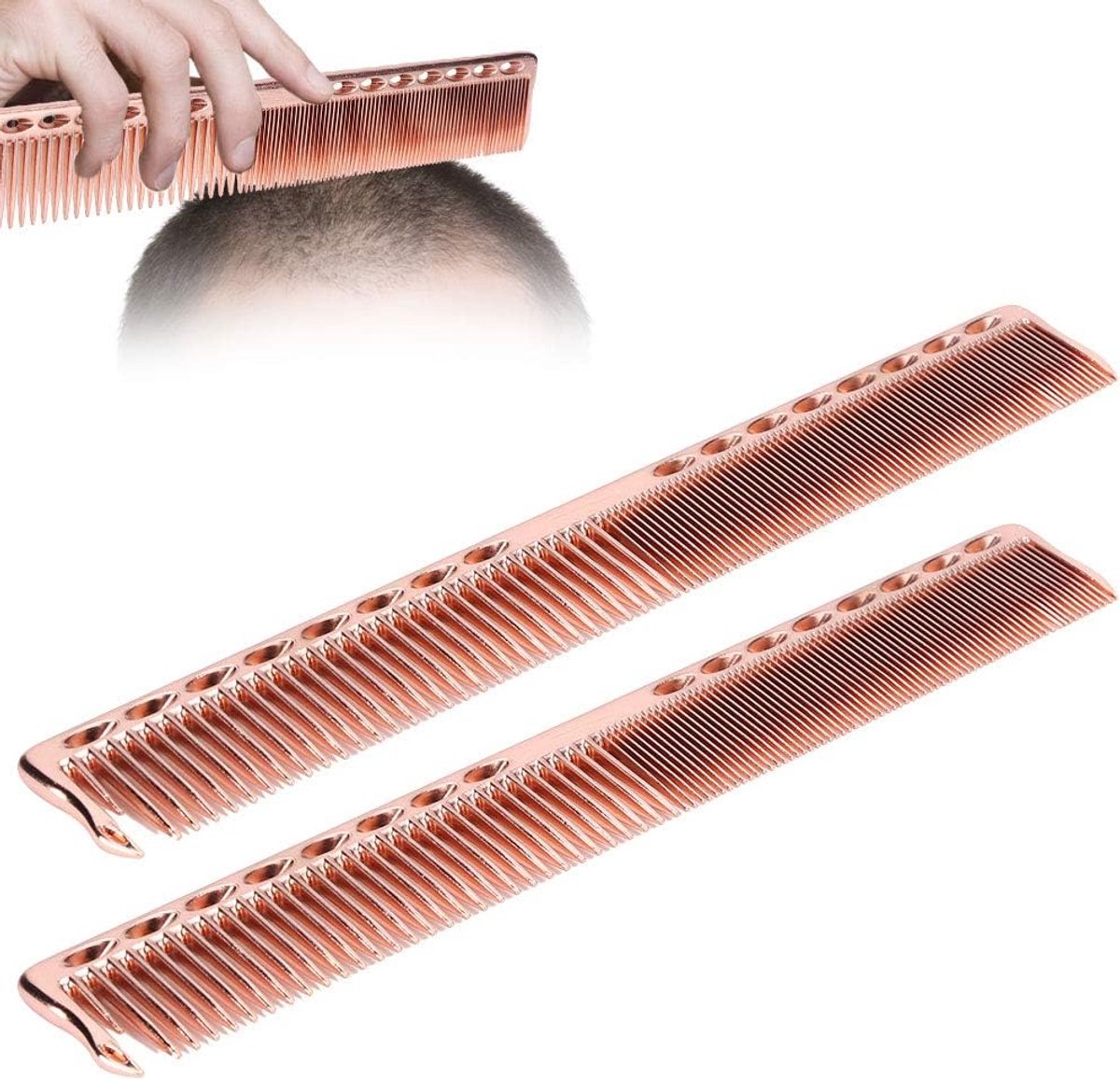 Kapperskam Set - Styling Tool - Professioneel Gebruik - Roestvrij Staal - 20 x 2.8 cm - Roségoud
