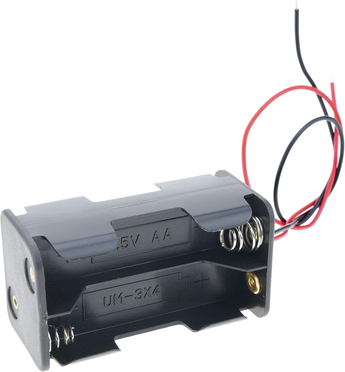 Batterijhouder 4x AA - Batterijbox Houder - Elektronica Projecten - Zorgt Voor 6V - 57x30x26 mm - Zwart