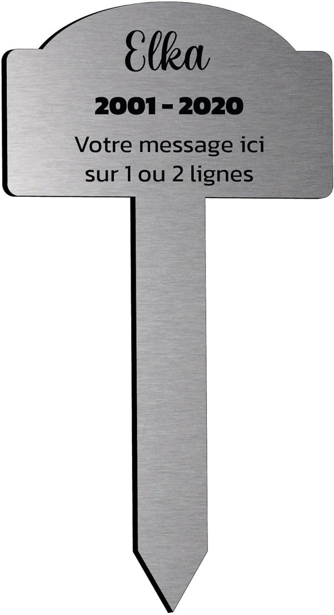 Grafplaat Huisdier - Herdenkingsplaat Dieren - Laatste Rustplaats - Hart en Pootafdruk - 25 x 14 cm - Geborsteld Aluminium