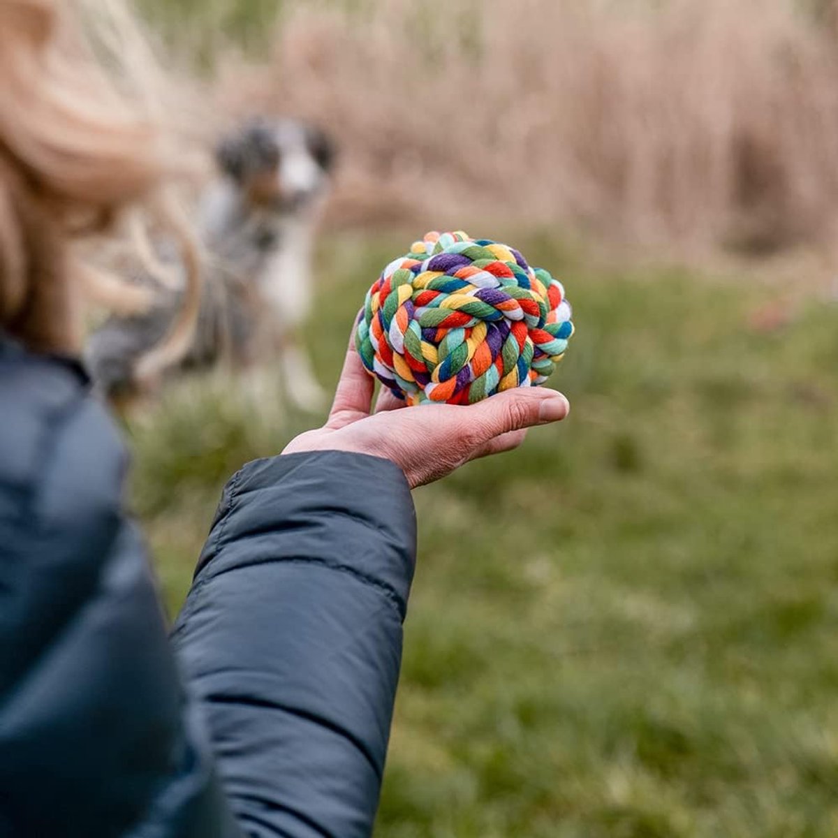 Honden Touwbal - Speelgoed Hond - Trekken en Apporteren - Natuurlijk Katoen - 5 cm Doorsnede - Meerkleurig