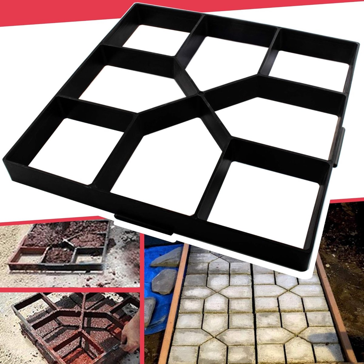 Betonnen Padmaker - Stapsteen Mallen - Tuin Bestraten - Herbruikbaar Ontwerp - 40x40cm Vierkant