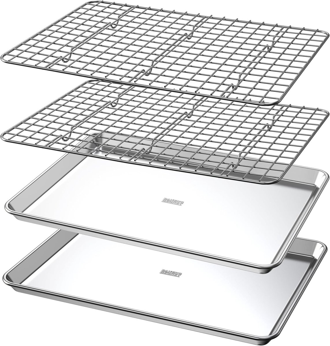 Bakplaat Set - Bakvormen Koekjes - Bakken Thuis - 100% Gerecycled Aluminium - 45x33cm - Zilver