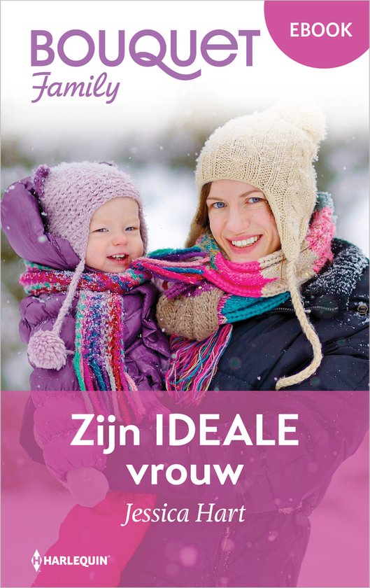E-book 'BOUQUET Family'. Vrouw met kind in winterse kleding, met gebreide mutsen en kleurrijke sjaals.