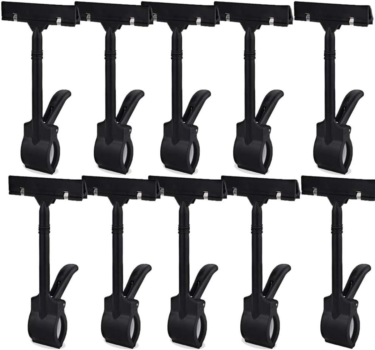 Prijs Display Clips - Tag Houders - Winkel Presentatie - Verstelbare Klem - 10cm T-Clip - Zwart