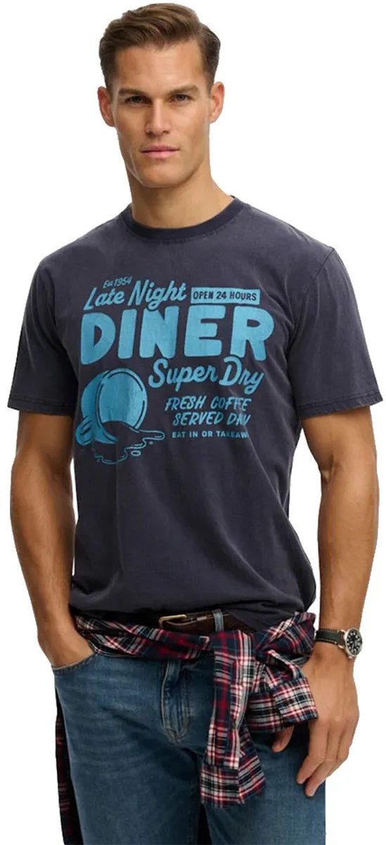 Superdry Local Business T-shirt met losse pasvorm Heren T-shirts Marineblauw