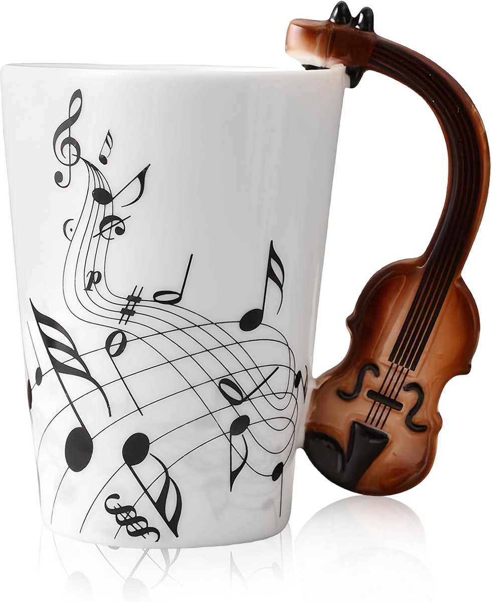 Muziek Koffiemok met Noten Vormig Handvat - Keramisch Theeglas