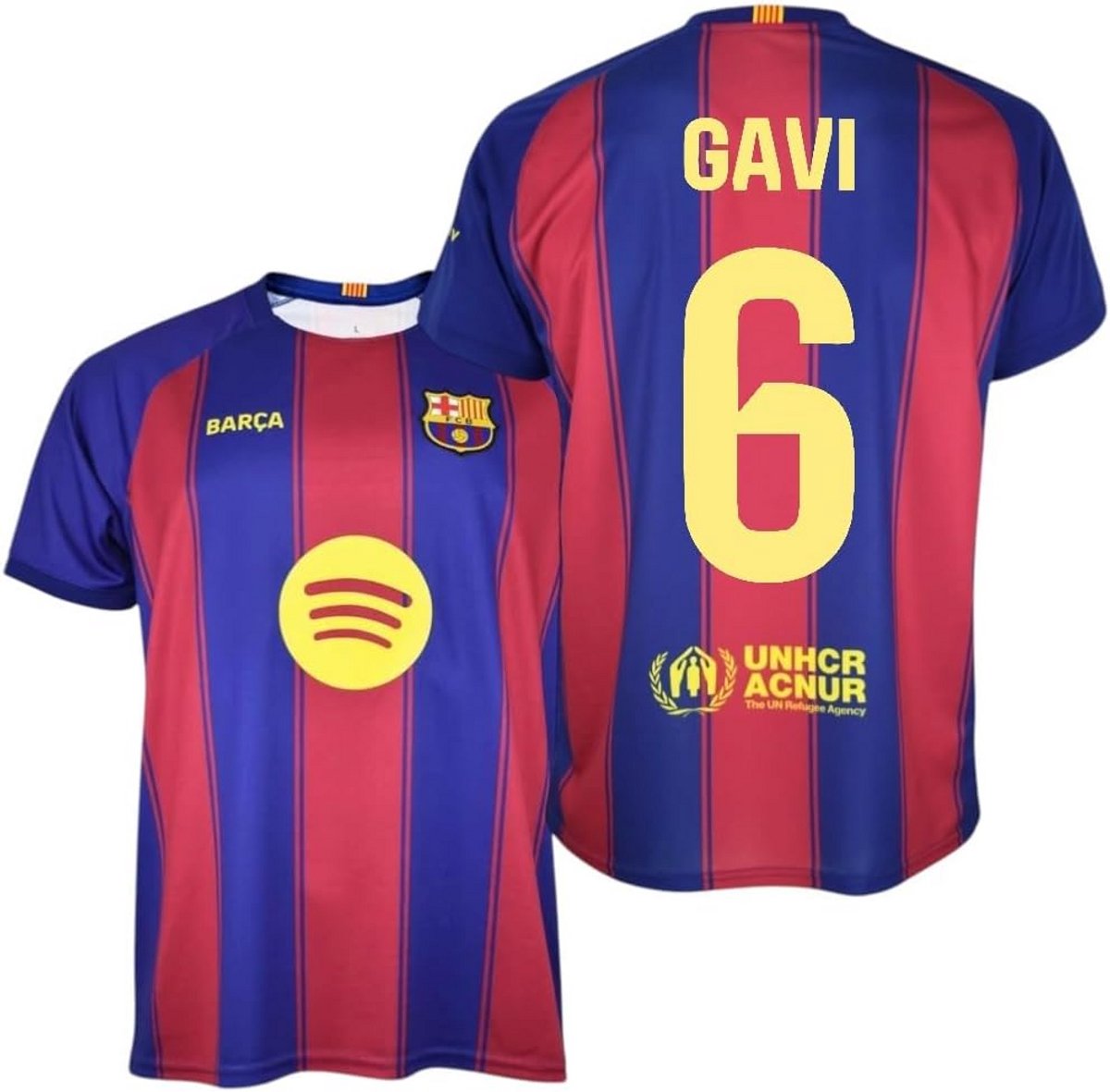 Voetbalshirt Thuisploeg Blauw en Rood Rugnummer 6 Gavi Seizoen 2025/2026 Replica