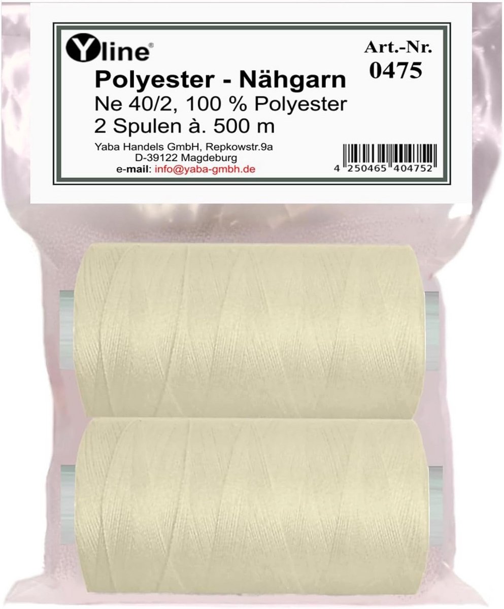 2x Polyesters Garen Set - 1000M Naaigaren Ecru Off-White voor Naaimachine