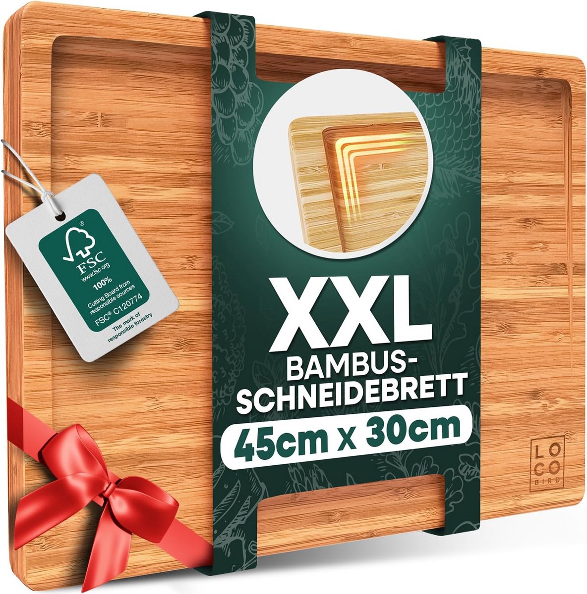 Groot Bamboe Houten Snijplank met Sapgoot - Stevig en Antibacterieel Keukenplank