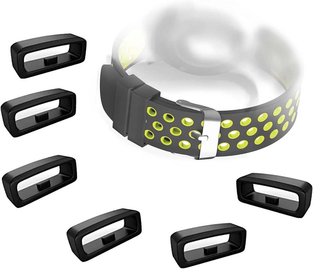 6-pack vervangende horlogeband lussen - siliconen banden - zwart - 22 mm - stevig en duurzaam