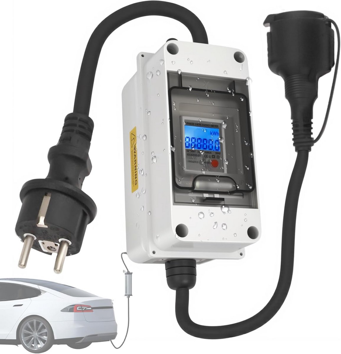 Digitale Elektriciteitsmeter voor Stopcontact 230V 16A IP65 Waterdicht