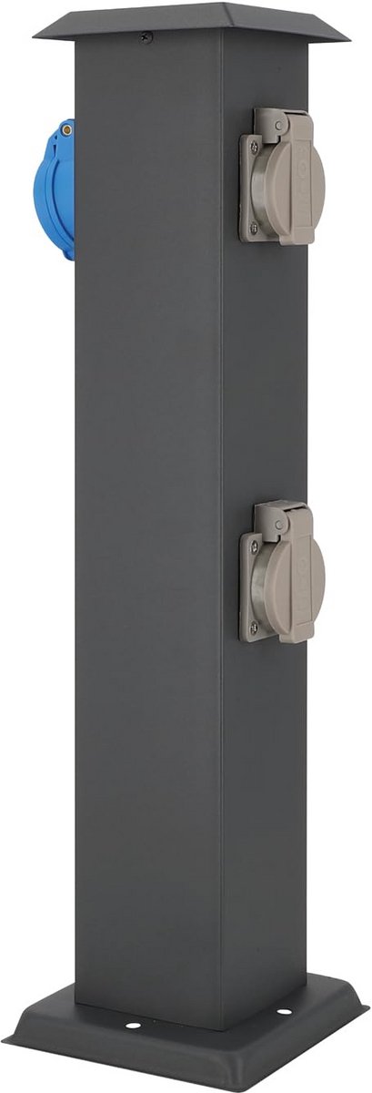 Buitenstopcontact Zuil 50 cm Antraciet met 2x Standaard + 1x CEE Stopcontact voor Tuin en Camping