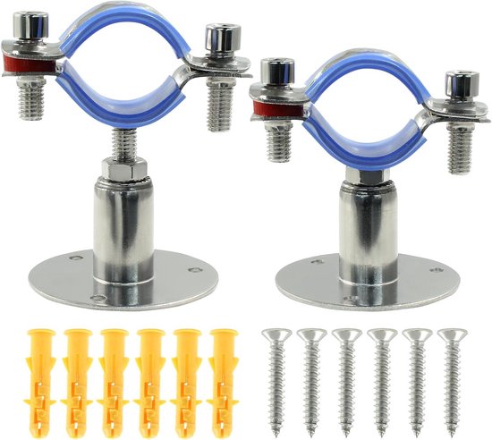 2x Verstelbare RVS Buissteun voor Wand- of Plafondmontage (32-34 mm) | bol