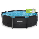 VirtuFit Rond Zwembad Ø366 x 100 cm - Incl. Filterpomp - Opzetzwembad - Duurzaam & Veilig Stalen Frame - Antraciet