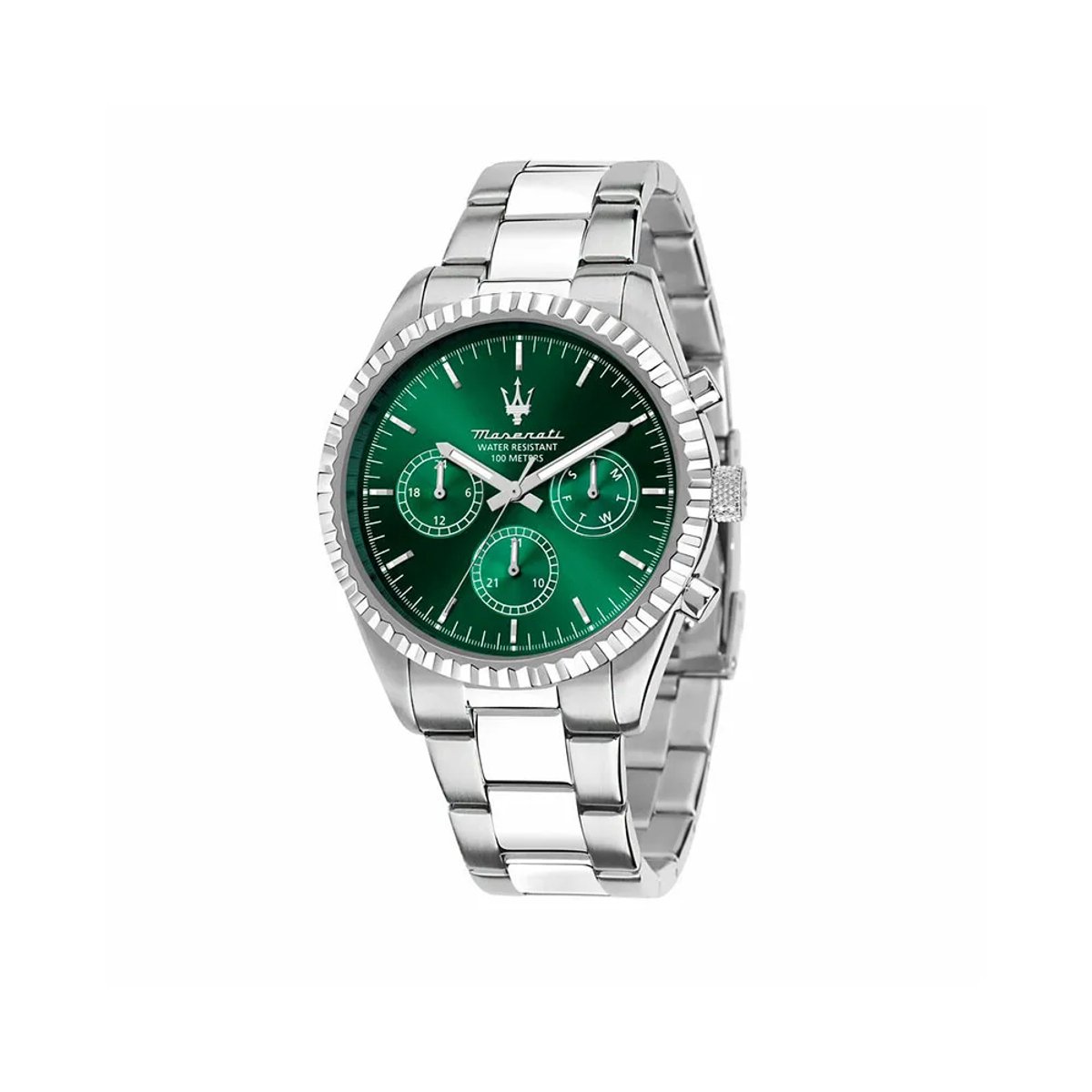 Maserati - Watch - Competizione - heren horloge - zilverkleurig - groen - 43 MM