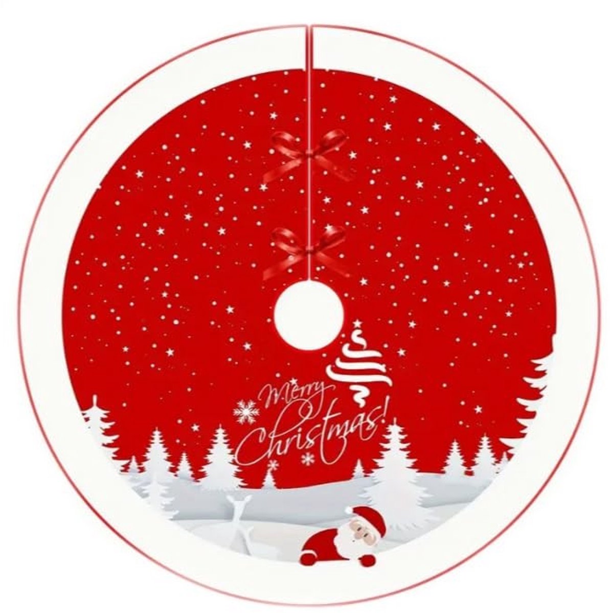 Dailygoods - Ronde Kerstboomdeken voor Feestdecoratie, 90 cm, Meerkleurig