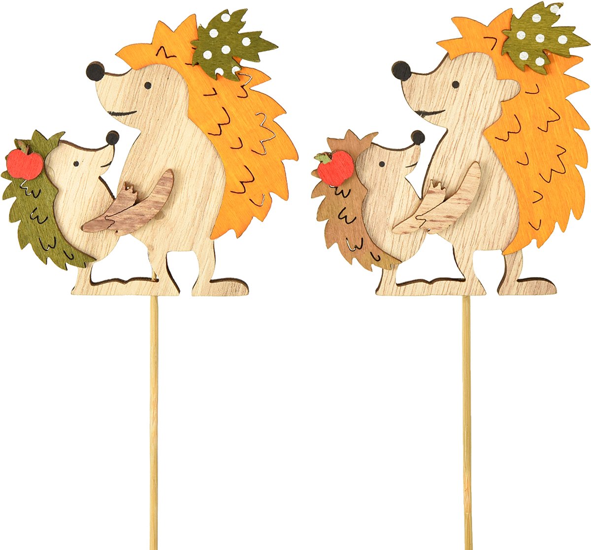 Bloemplug egel met kind herfstdecoratie hout 8,5cm 8 st, 8 Stück