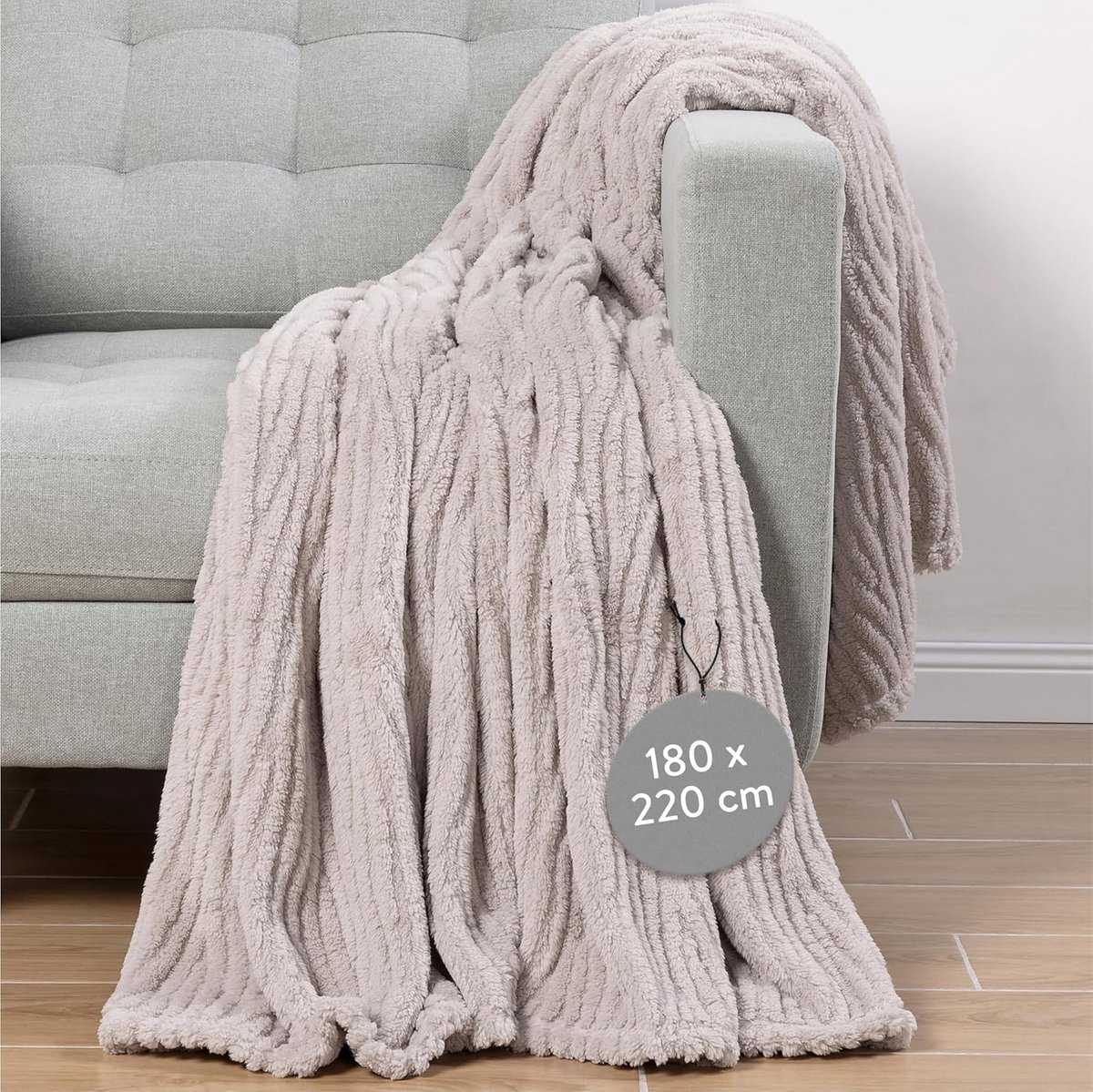 Warme en Zachte Sherpa Fleece Deken - Knuffeldeken voor Bed en Sofa - 150 x 220 cm - Beige