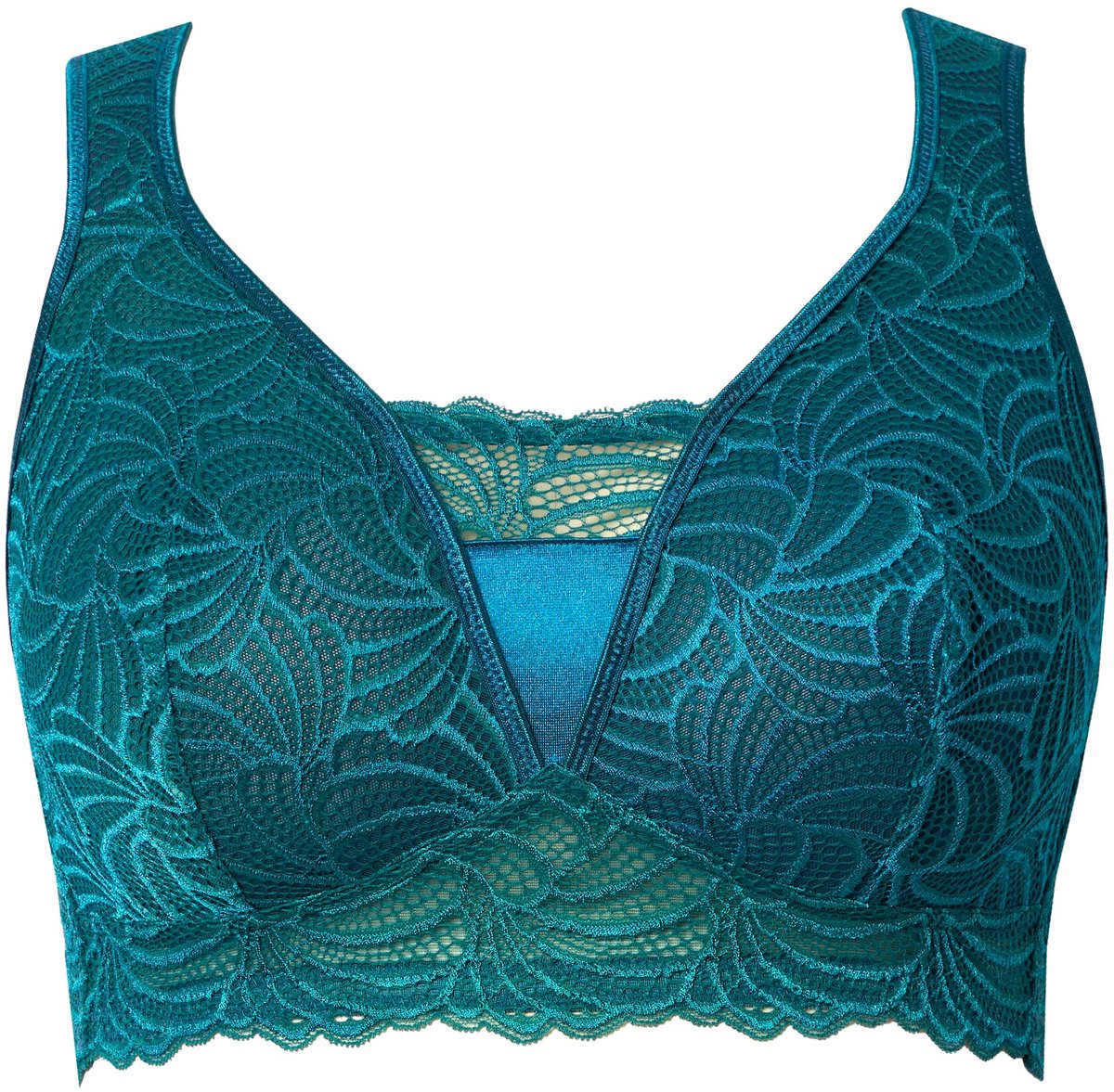 Ulla Popken - Dames - Bralette kant zonder beugel - Felpetrol - Maat 95B