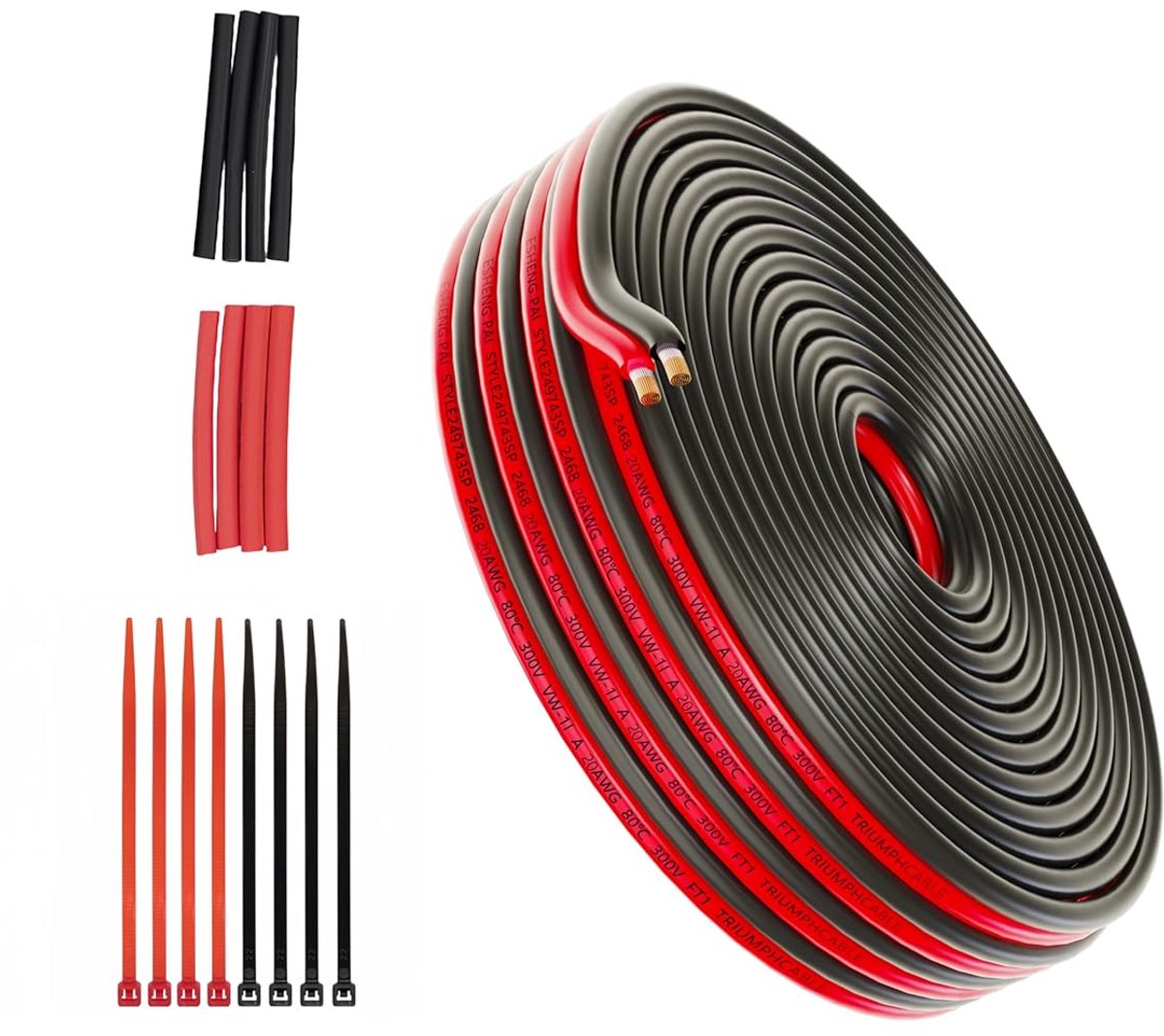 Elektrisch Snoer 18 AWG 2 Geleider Parallel Draad voor LED Verlichting en Elektronica (Rood Zwart)
