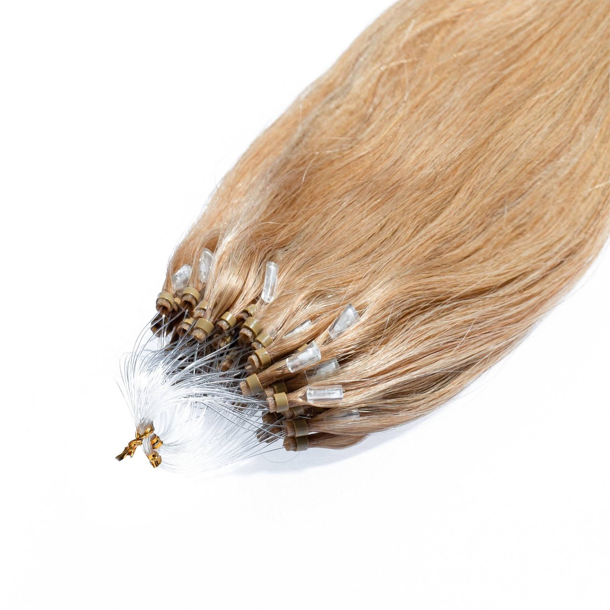 hair2heart Premium Microring Extensions Echt haar glad - 25 strengen 0,8 g 40 cm 9/31 lichtblond goud as