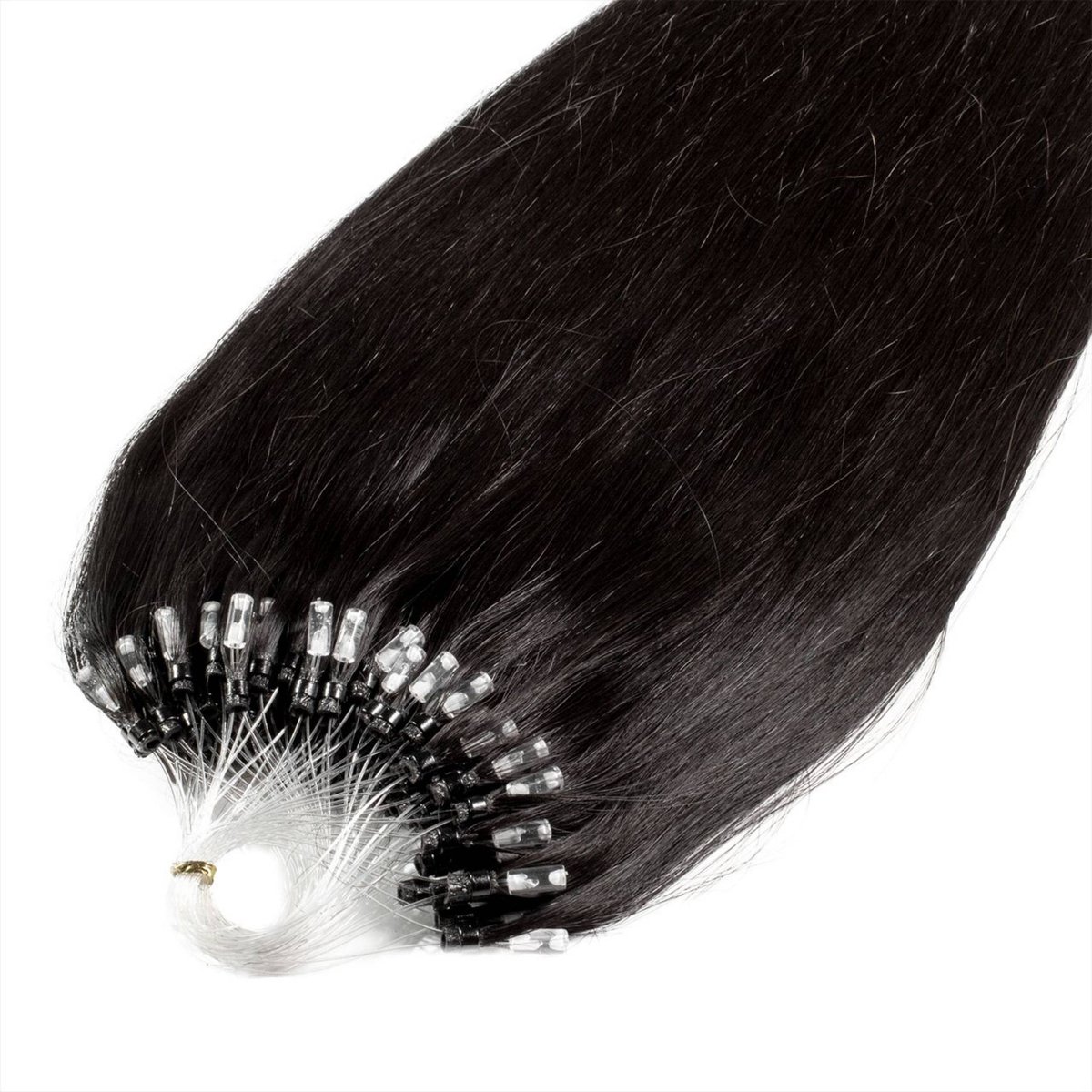 hair2heart Premium Microring Extensions Echt haar glad - 25 strengen 0,8 g 40 cm 4/0 middenbruin