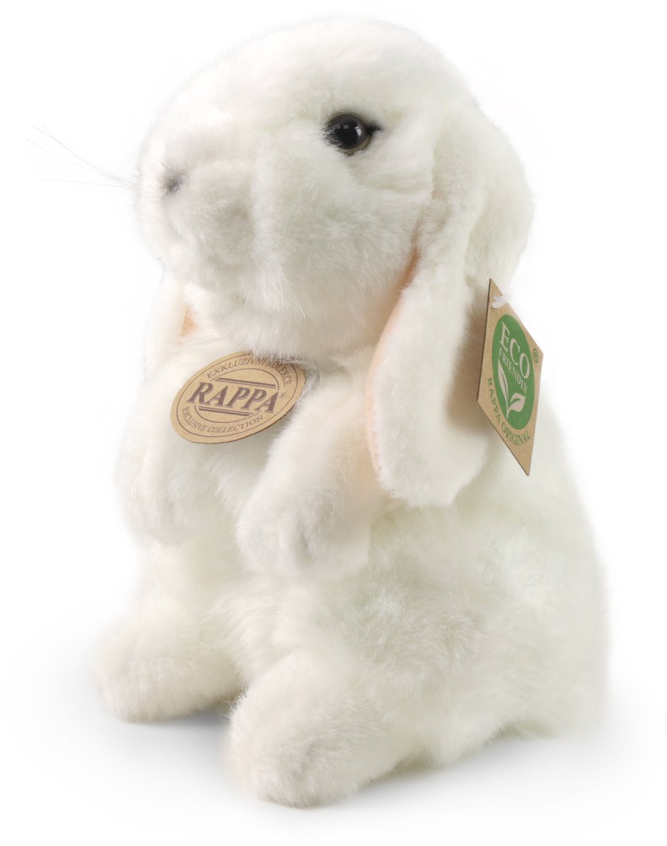 Rappa knuffel konijn wit pluche staand 18 cm duurzaam speelgoed.