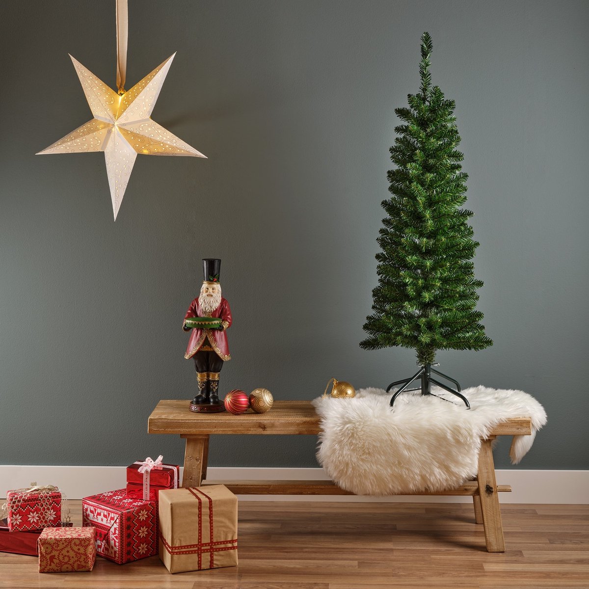 Kunstkerstboom - Pencil pine - h150 cm - Dia 45 cm - Extra smal - Groen – foto 4