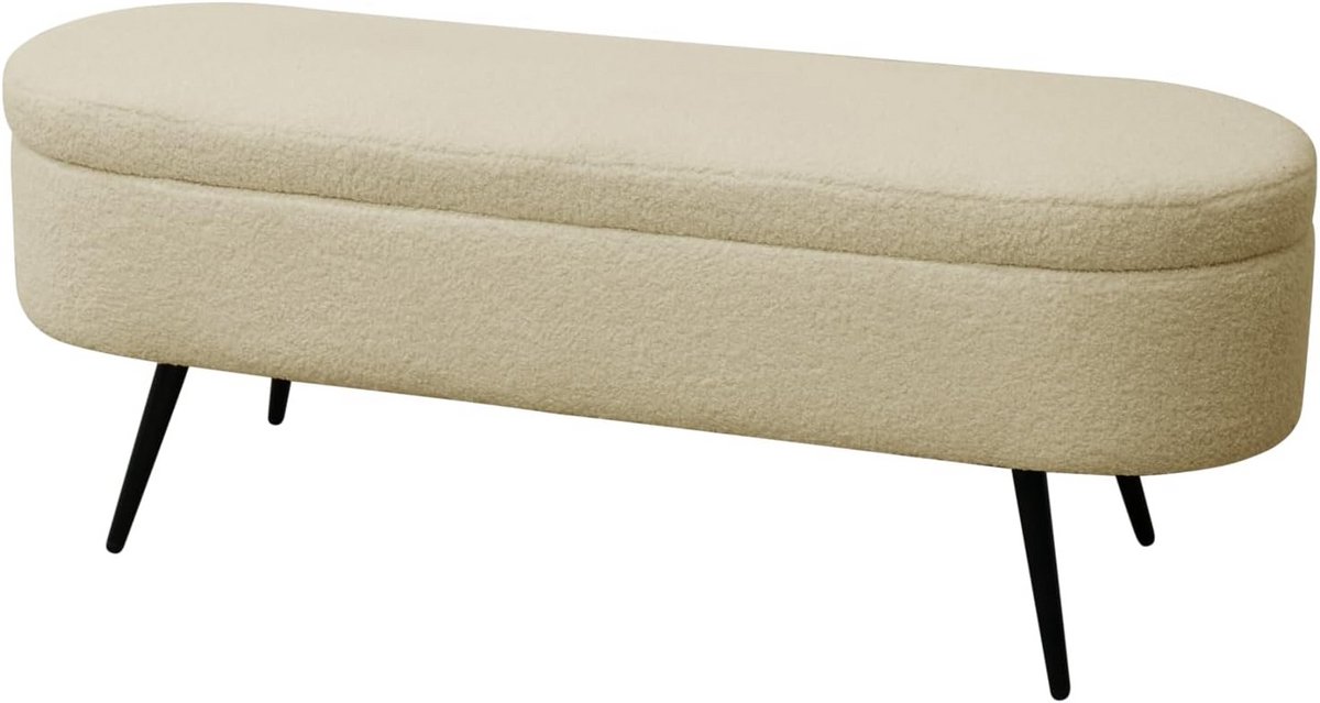 Moderne zitbank met opbergruimte en poef - Beige