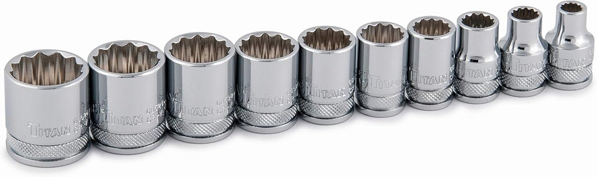 10-Delige 3/8 Inch Steutelset Met 12-Punts SAE Doppen