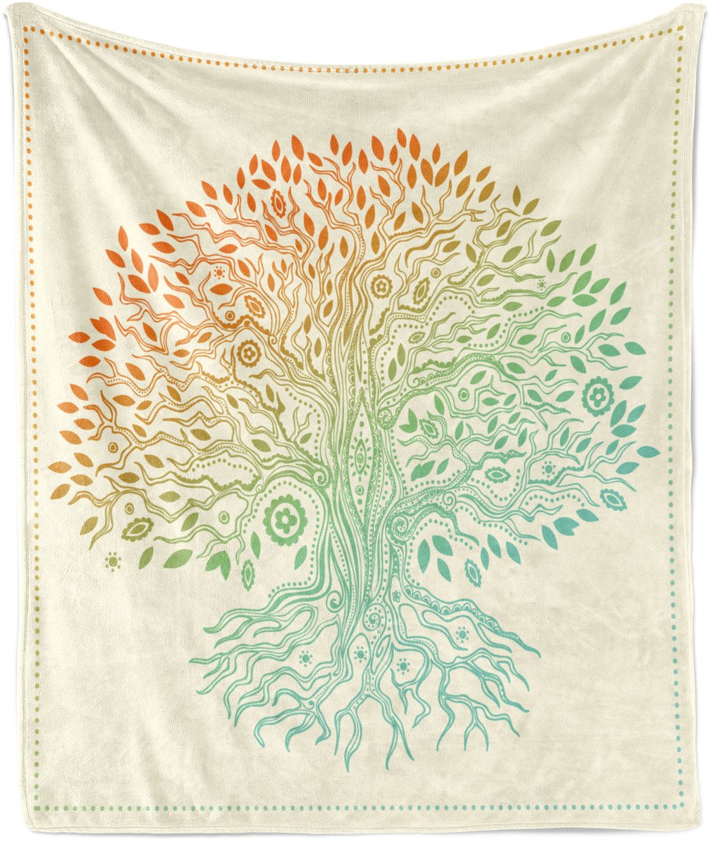 New Bed Levensboom Vintage tribal Zachte Flanellen Fleece Deken, 175 cm x 125 cm