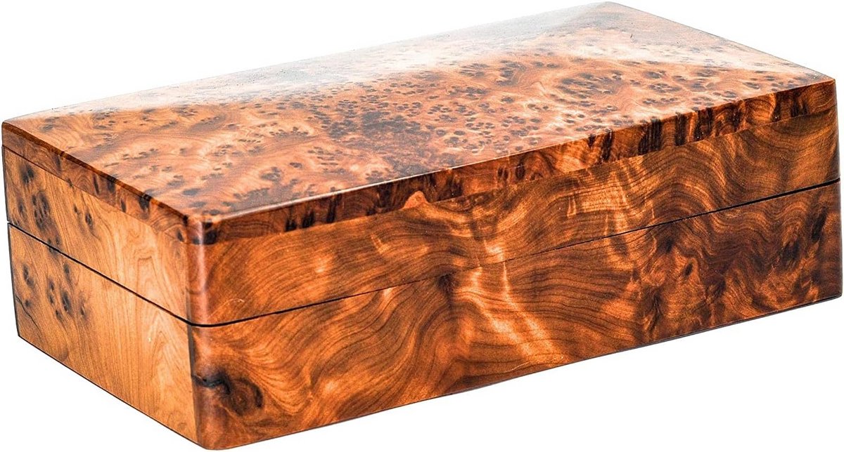 BAZAARDI Hand gesneden houten multifunctionele aandenken sieraden decoratieve kunst doos opslag organisator (grote houten doos, antiek) (LARGE)
