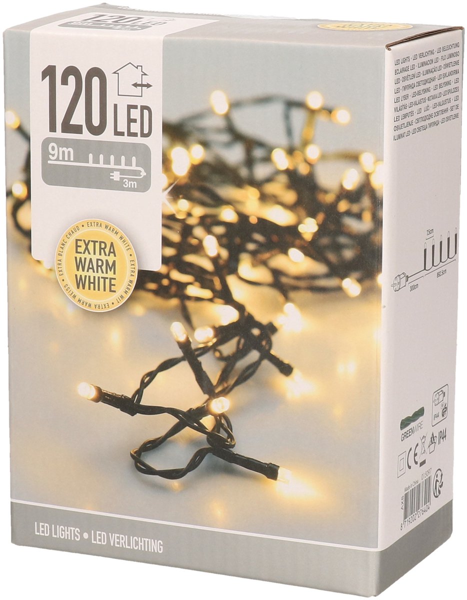 Bol.com Led-Verlichting - 120 Led's - 9 Meter - Extra Warm Wit aanbieding