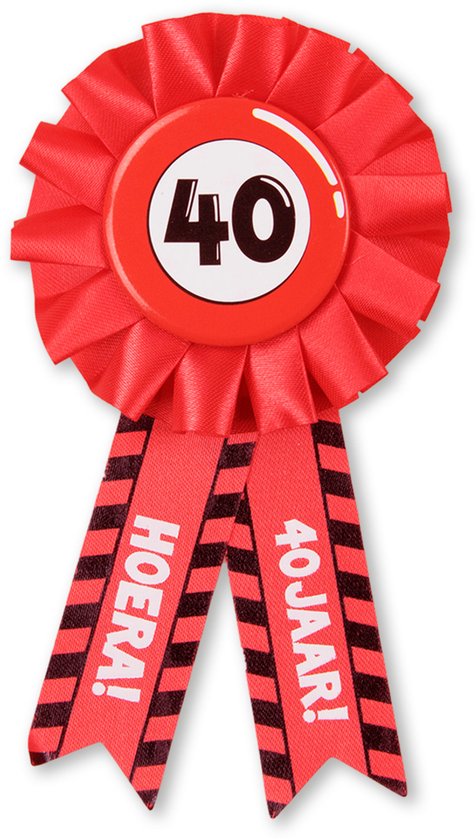Q2P - 40 Jaar Rozet - Verjaardag Versiering - Verkeersbord - Feest - Buttons - Rosette - Versiering