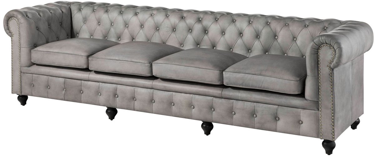 MASSIVMOEBEL24.DE 4-zitsbank CHESTERFIELD #204 grijs 274 x 75 x 82 cm