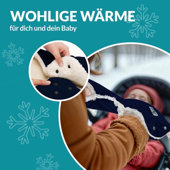 Voetenzak Baby met Handwarmers en Reflectoren voor Kinderwagen en Autostoel - Winter Slaapzak Marineblauw — afbeelding 3