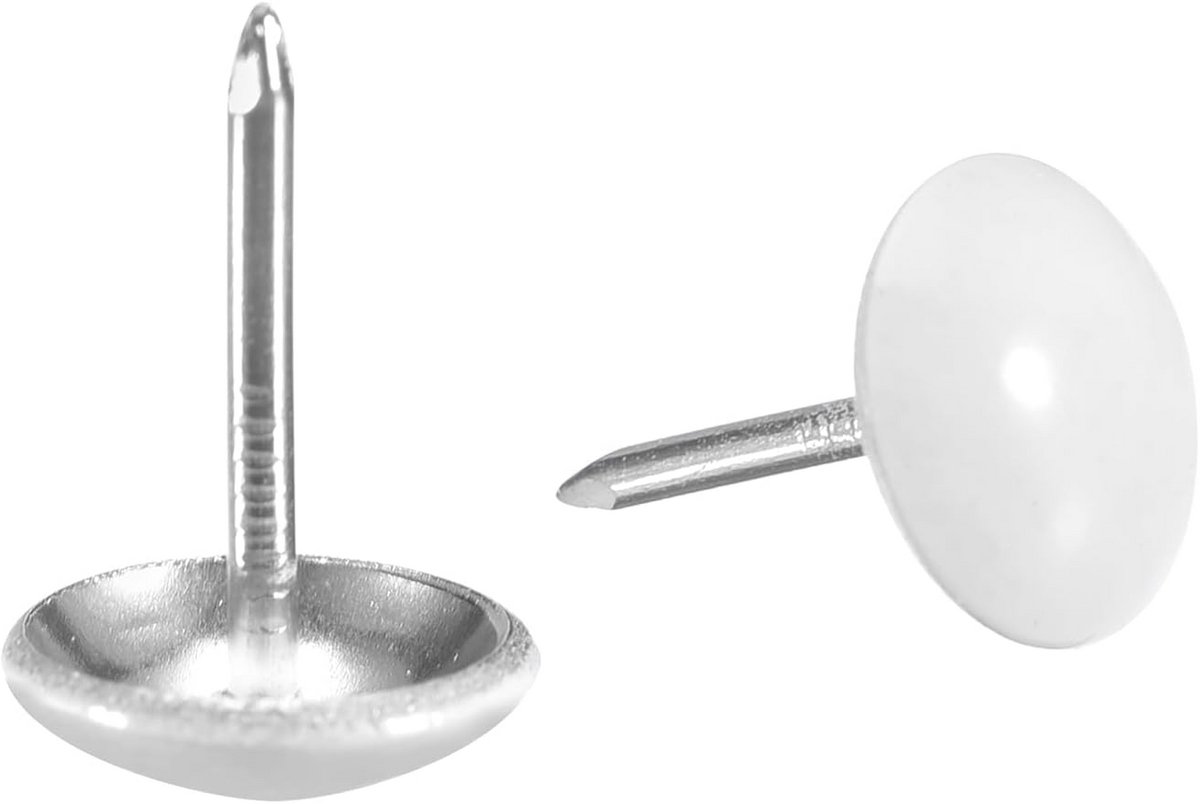 40x Decoratieve Ronde Hoofdspijkers 11mm x 17mm voor Meubels en Hoofdborden - Wit