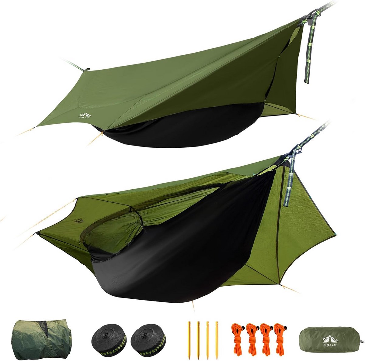 Draagbare Hangmat met Muggennet en Waterdichte Bescherming voor 1 Persoon - Perfect voor Wandelen en Reizen