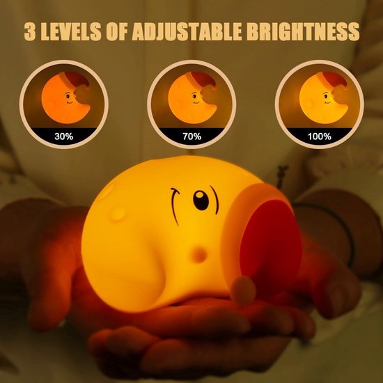 Schattig Maand Nachtlampje voor Kinderen - USB Oplaadbaar, 3 Lichtmodi, Draagbaar en Magnetische Muurbevestiging van Merkloos — afbeelding 3