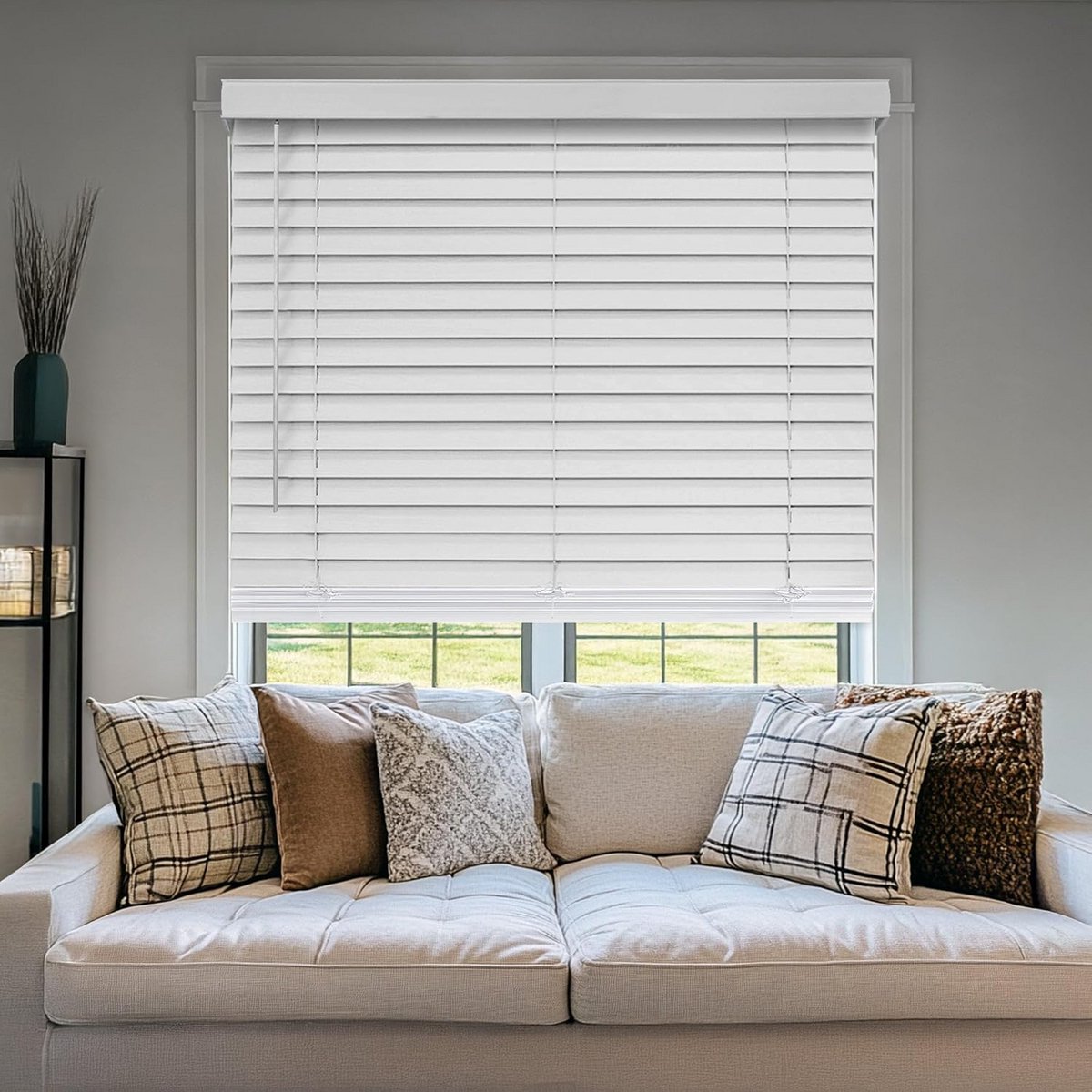 Draadloze Faux Houten Jaloezieën voor Kinderen - Ideaal voor Binnenmontage 29" W X 72" H - Basis Wit