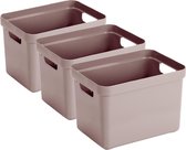 3x stuks roze opbergboxen/opbergdozen/opbergmanden kunststof - 18 liter - opbergbakken