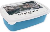 Broodtrommel Blauw - Lunchbox - Brooddoos - Frankrijk - Architectuur - Water - 18x12x6 cm - Kinderen - Jongen