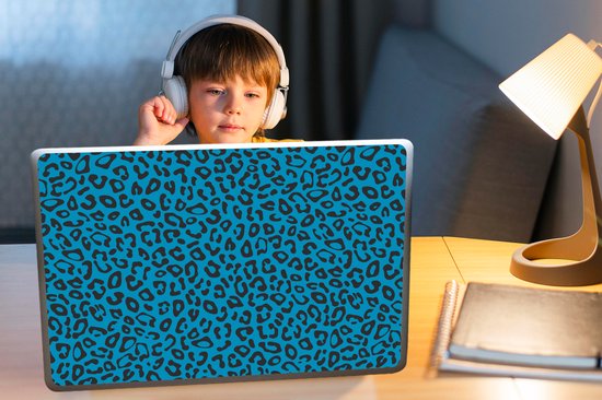 Autocollant pour ordinateur portable - 17,3 pouces - Imprimé panthère - Blauw - Design - Animaux - 40x30cm - Autocollants pour ordinateur portable - Peau pour ordinateur portable - Couverture