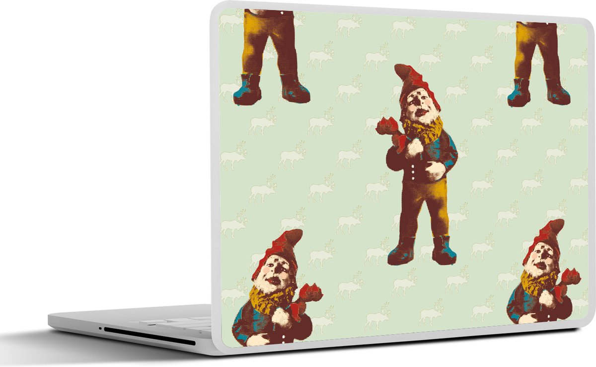 Laptop sticker - 15.6 inch - Kabouter - Patronen - Tuin - 36x27,5cm - Laptopstickers - Laptop skin - Cover