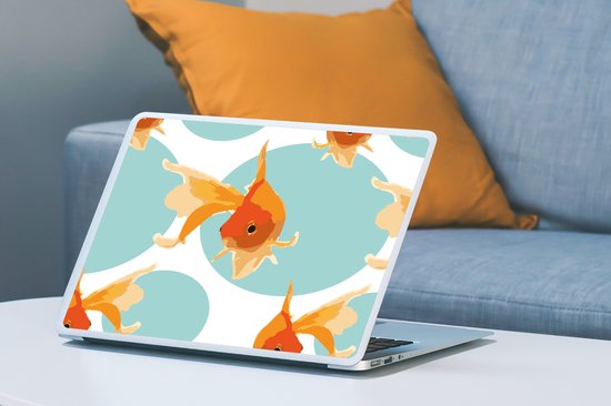 Sticker ordinateur portable - 15,6 pouces - Poisson rouge - Animaux - Bulle - Motifs