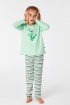 Woody pyjama meisjes/dames - pastelgroen - krokodil - 221-1-PLG-S/703 - maat 152