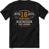 16 Jaar Legend - Feest kado T-Shirt Heren / Dames - Zilver / Goud - Perfect Verjaardag Cadeau Shirt - grappige Spreuken, Zinnen en Teksten. Maat S