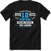 12 Jaar Legend - Feest kado T-Shirt Heren / Dames - Wit / Blauw - Perfect Verjaardag Cadeau Shirt - grappige Spreuken, Zinnen en Teksten. Maat S