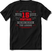 15 Jaar Legend -  kado T-Shirt Heren / Dames - Zilver / Rood - Perfect Verjaardag Cadeau Shirt - grappige Spreuken, Zinnen en Teksten. Maat XXL